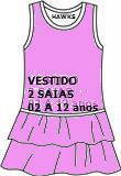 VESTIDO 2 SAIAS DE 02 A 12 ANOS